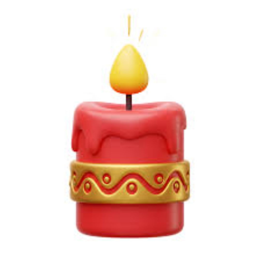 HOME LIGHT CANDLE RED W GOLD PRINT HL1833